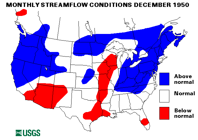 National Water Conditions Surface Water Conditions Map - December 1950