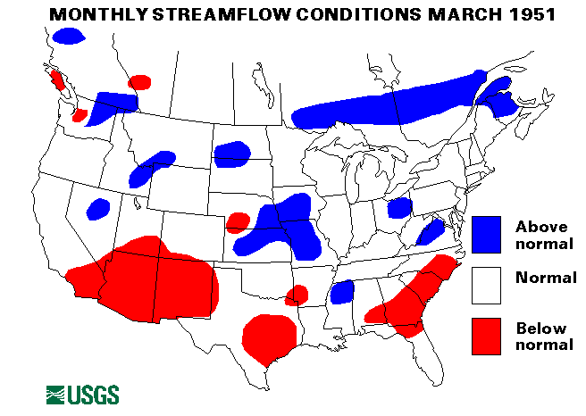 National Water Conditions Surface Water Conditions Map - March 1951