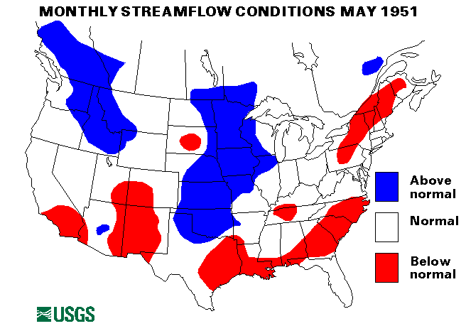 National Water Conditions Surface Water Conditions Map - May 1951
