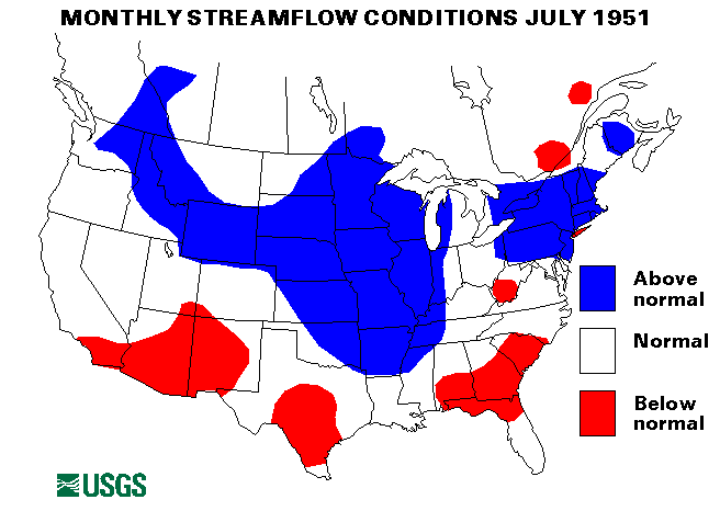 National Water Conditions Surface Water Conditions Map - July 1951