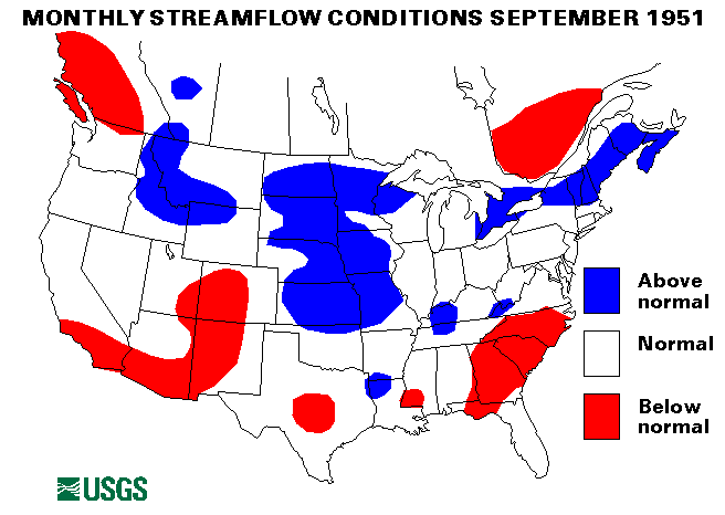 National Water Conditions Surface Water Conditions Map - September 1951