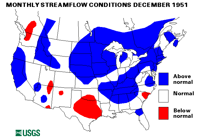 National Water Conditions Surface Water Conditions Map - December 1951