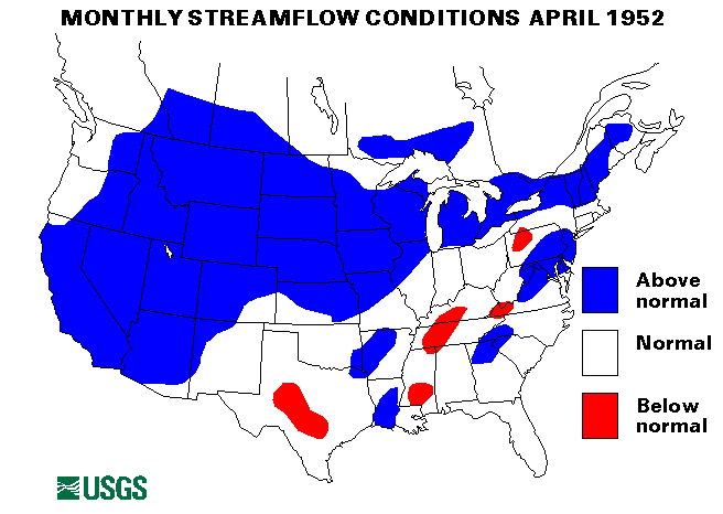 National Water Conditions Surface Water Conditions Map - April 1952