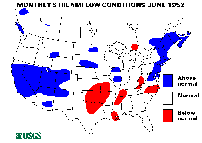 National Water Conditions Surface Water Conditions Map - June 1952