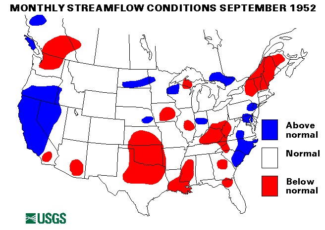 National Water Conditions Surface Water Conditions Map - September 1952
