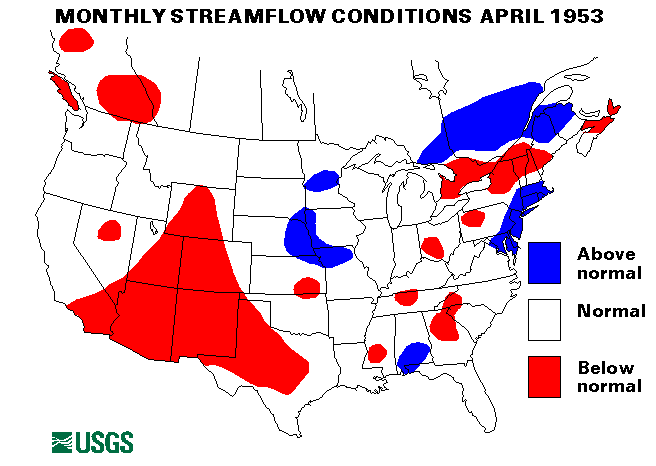 National Water Conditions Surface Water Conditions Map - April 1953