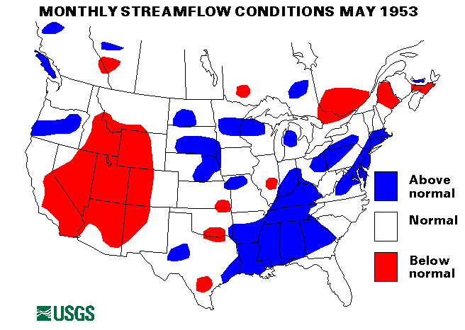 National Water Conditions Surface Water Conditions Map - May 1953