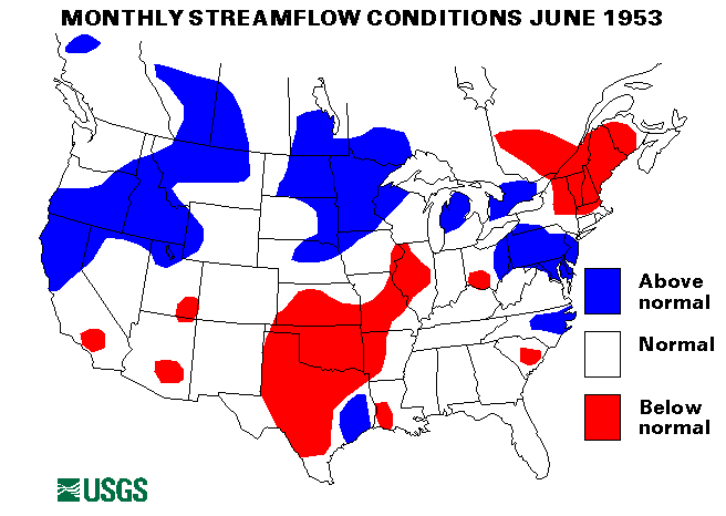 National Water Conditions Surface Water Conditions Map - June 1953