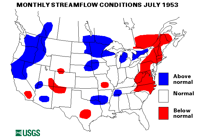 National Water Conditions Surface Water Conditions Map - July 1953