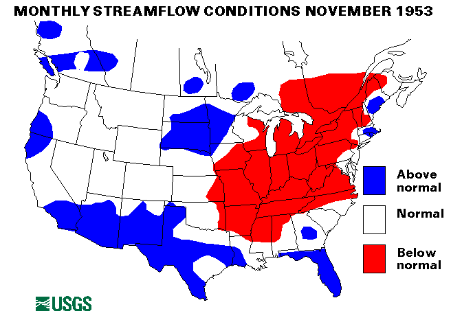 National Water Conditions Surface Water Conditions Map - November 1953