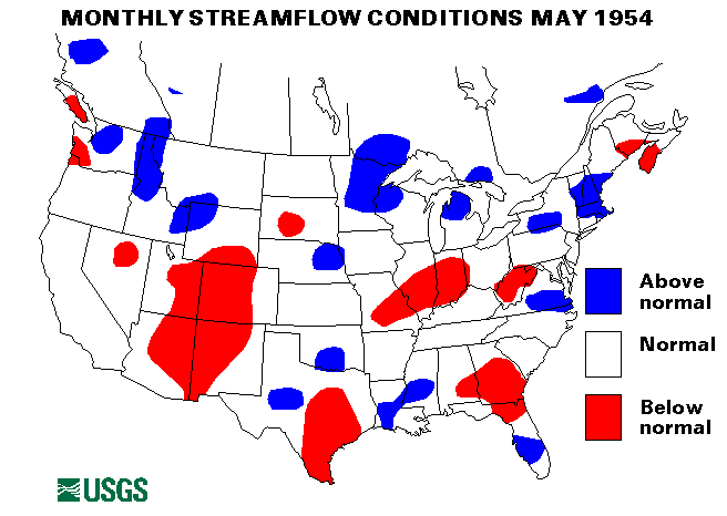 National Water Conditions Surface Water Conditions Map - May 1954