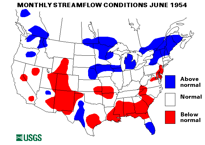 National Water Conditions Surface Water Conditions Map - June 1954