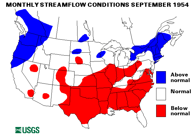 National Water Conditions Surface Water Conditions Map - September 1954