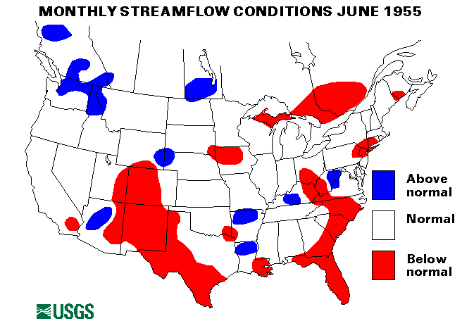 National Water Conditions Surface Water Conditions Map - June 1955