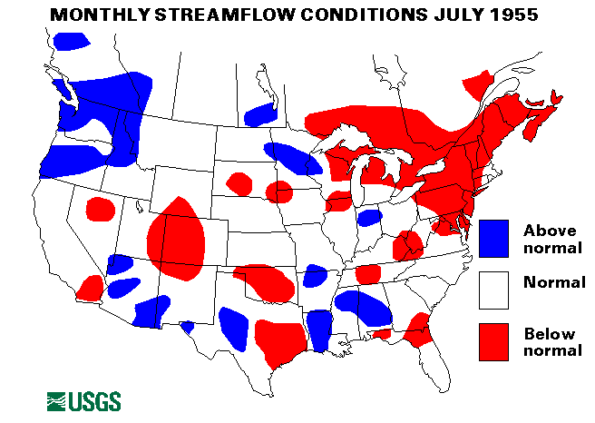 National Water Conditions Surface Water Conditions Map - July 1955