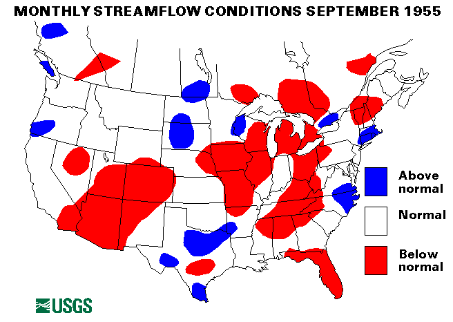 National Water Conditions Surface Water Conditions Map - September 1955