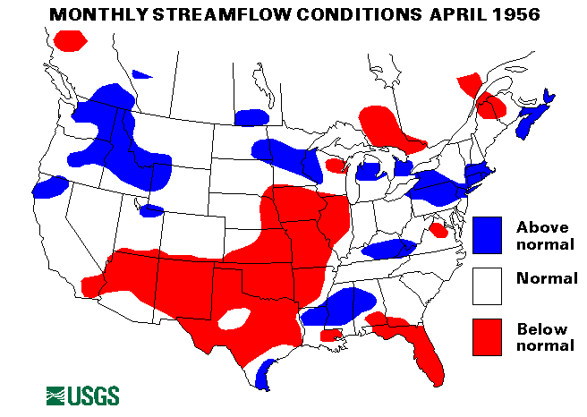 National Water Conditions Surface Water Conditions Map - April 1956