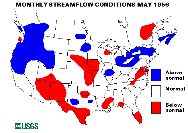 National Water Conditions Surface Water Conditions Map - May 1956