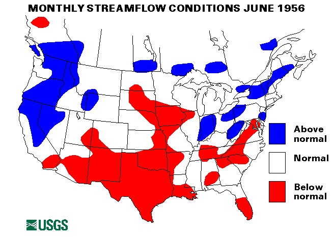 National Water Conditions Surface Water Conditions Map - June 1956