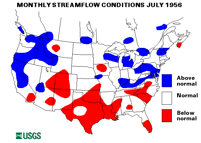 National Water Conditions Surface Water Conditions Map - July 1956