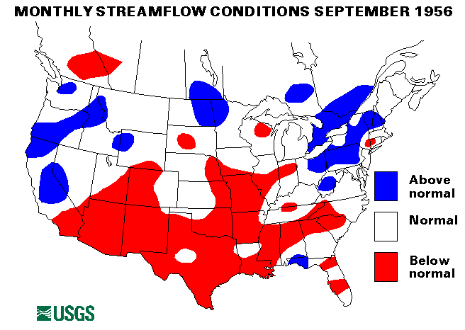 National Water Conditions Surface Water Conditions Map - September 1956