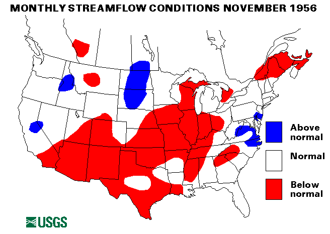 National Water Conditions Surface Water Conditions Map - November 1956