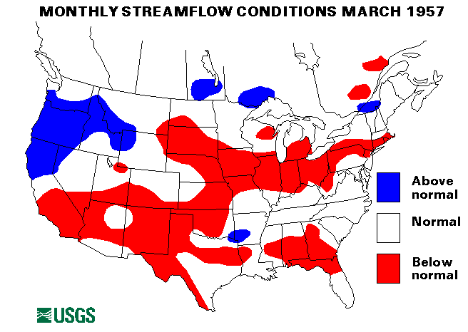 National Water Conditions Surface Water Conditions Map - March 1957