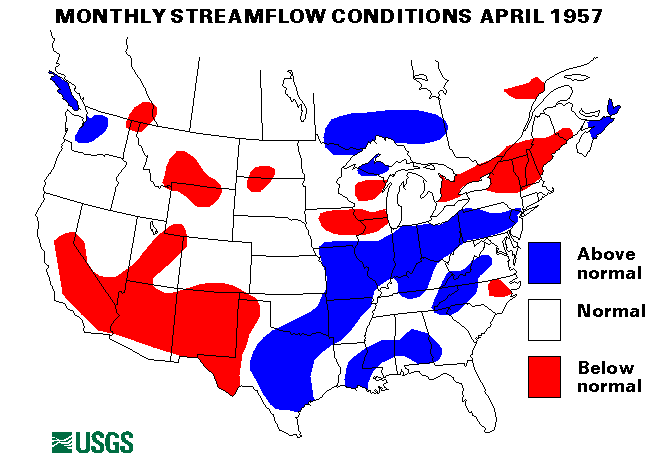 National Water Conditions Surface Water Conditions Map - April 1957