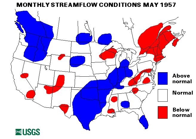 National Water Conditions Surface Water Conditions Map - May 1957