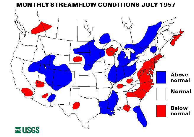 National Water Conditions Surface Water Conditions Map - July 1957
