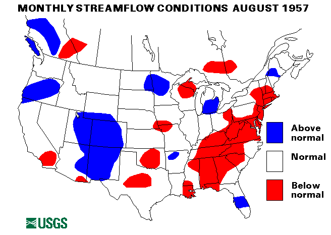 National Water Conditions Surface Water Conditions Map - August 1957