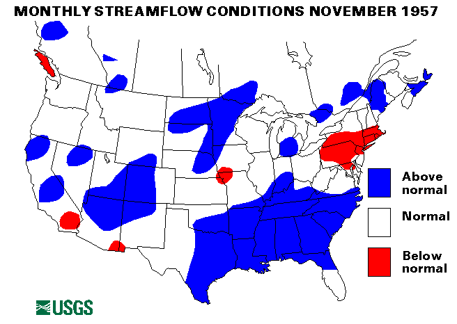 National Water Conditions Surface Water Conditions Map - November 1957