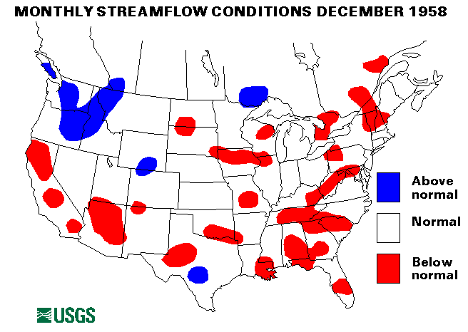 National Water Conditions Surface Water Conditions Map - December 1958
