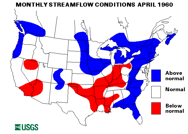 National Water Conditions Surface Water Conditions Map - April 1960