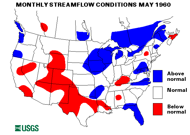 National Water Conditions Surface Water Conditions Map - May 1960
