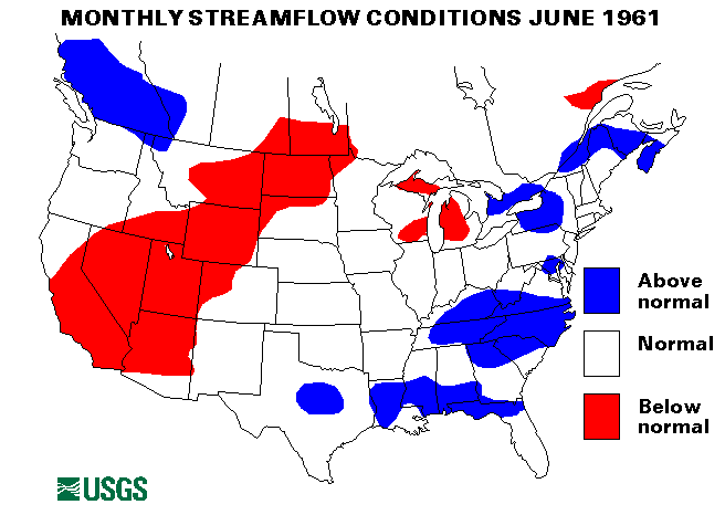 National Water Conditions Surface Water Conditions Map - June 1961