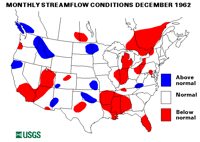 National Water Conditions Surface Water Conditions Map - December 1962