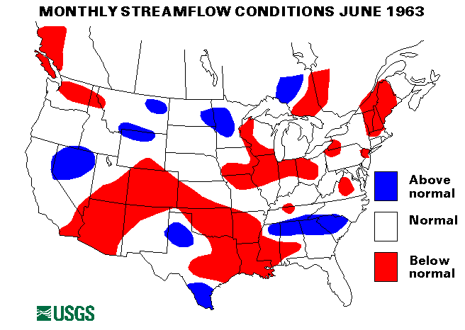 National Water Conditions Surface Water Conditions Map - June 1963