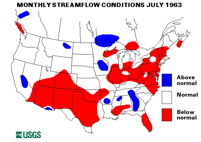 National Water Conditions Surface Water Conditions Map - July 1963