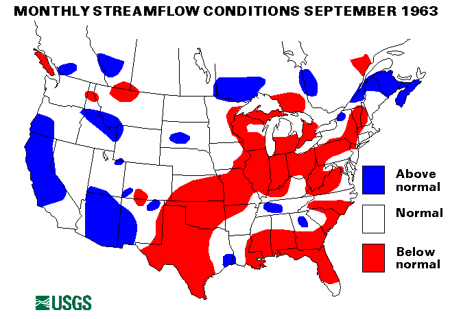 National Water Conditions Surface Water Conditions Map - September 1963