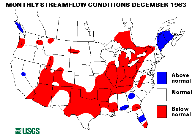 National Water Conditions Surface Water Conditions Map - December 1963