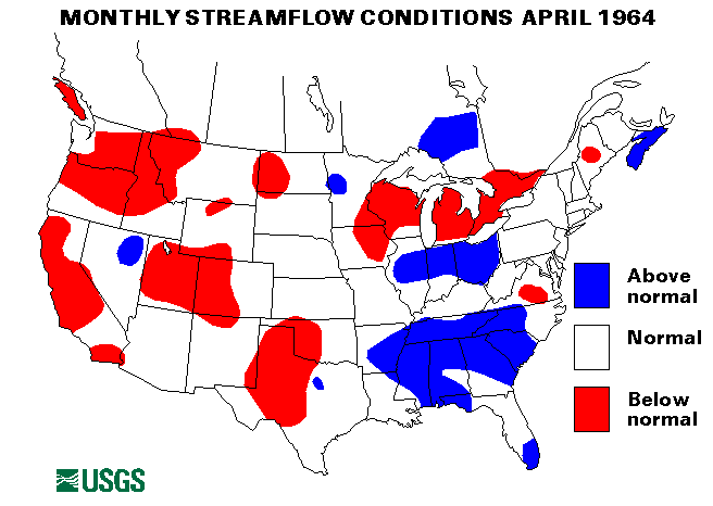 National Water Conditions Surface Water Conditions Map - April 1964