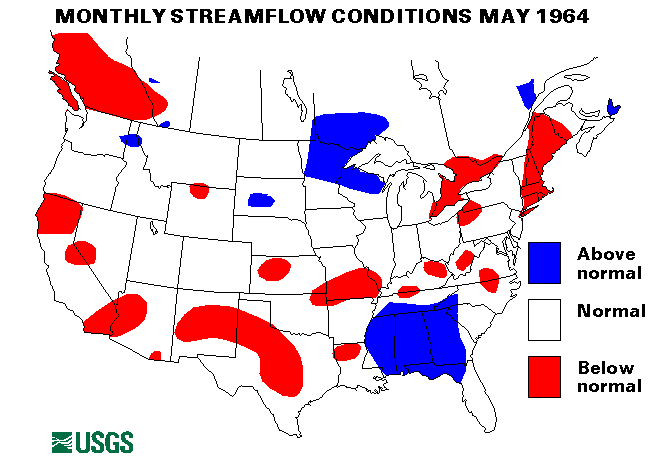 National Water Conditions Surface Water Conditions Map - May 1964