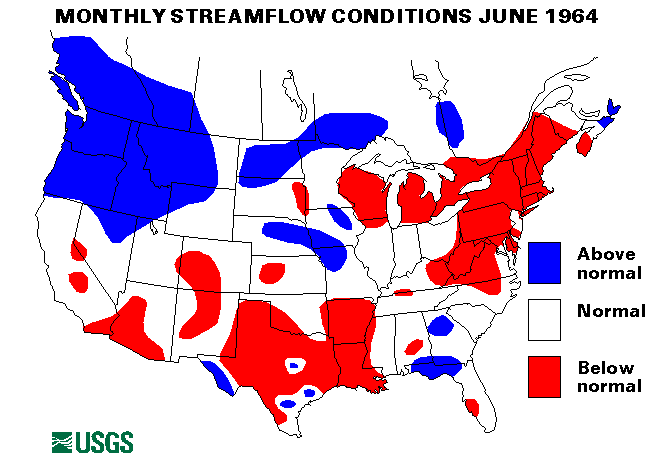 National Water Conditions Surface Water Conditions Map - June 1964