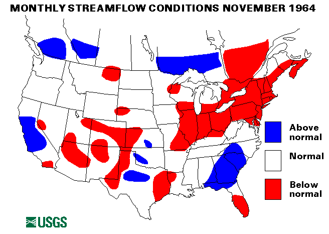 National Water Conditions Surface Water Conditions Map - November 1964