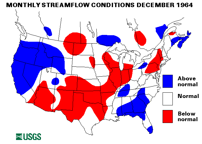 National Water Conditions Surface Water Conditions Map - December 1964