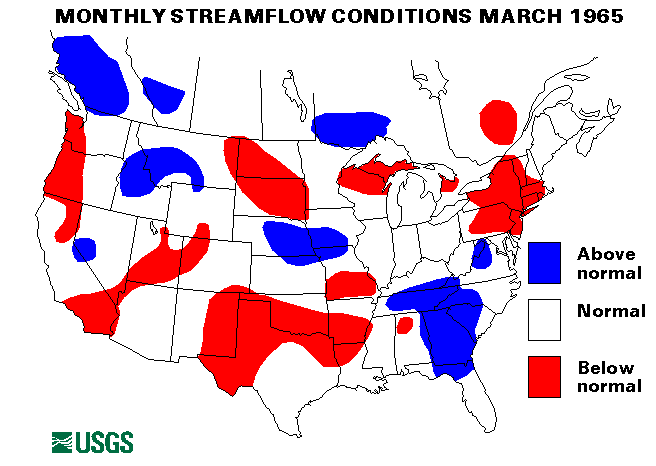 National Water Conditions Surface Water Conditions Map - March 1965