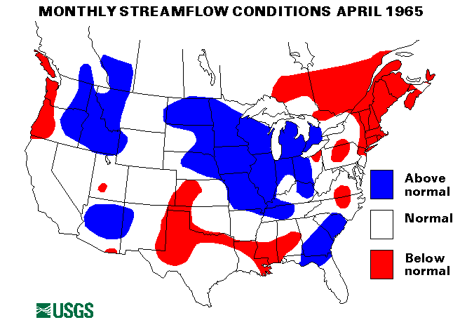 National Water Conditions Surface Water Conditions Map - April 1965