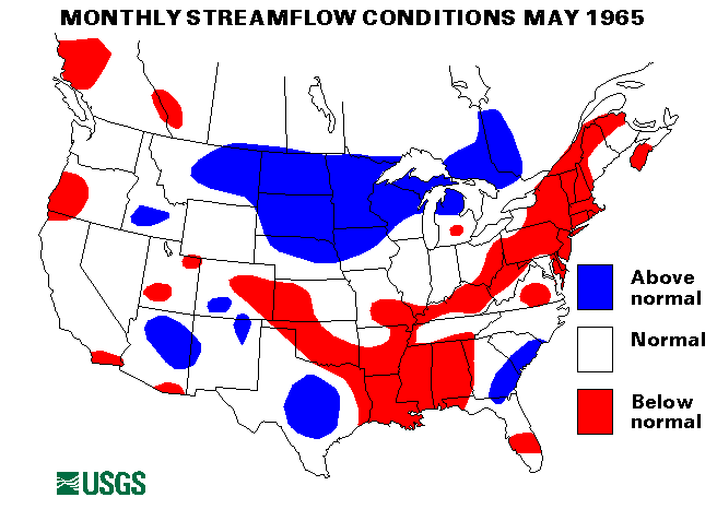 National Water Conditions Surface Water Conditions Map - May 1965