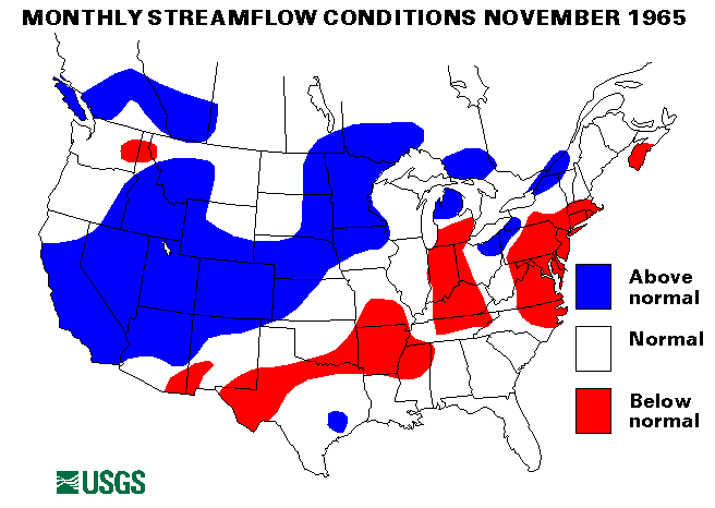 National Water Conditions Surface Water Conditions Map - November 1965